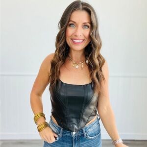 Black Vegan Leather Corset